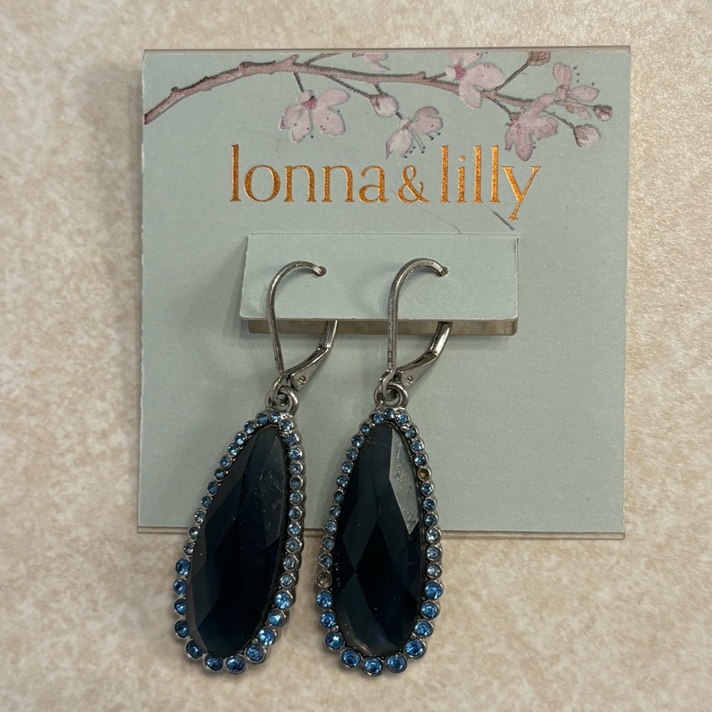 Lonna & Lilly Midnight Blue Drop Earrings